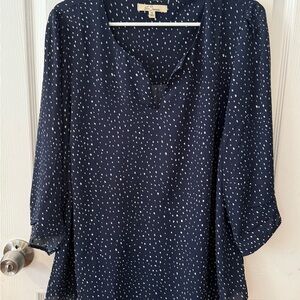 Stylish Navy Blouse with White Dots